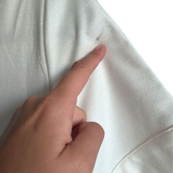 NWT Suzie Kondi Ivory Ponte Short Sleeve Stretch Flare Leg Jumpsuit Size Medium - Picture 8 of 9